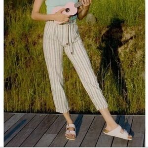 Maeve Sutton High‎ arise Cropped Striped Paper Bag Pants